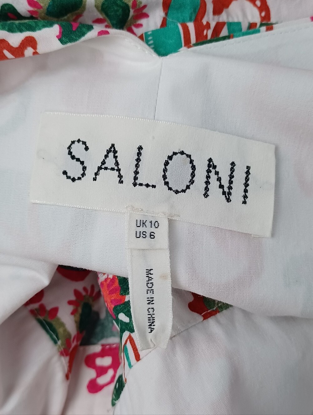 Saloni Zoey Floral Midi Dress Size 6 Cotton Sleeveless Pockets Button Front - Picture 4 of 16